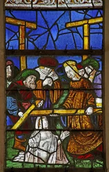 Window depicting the legend of the Cross: the authentication of the Cross